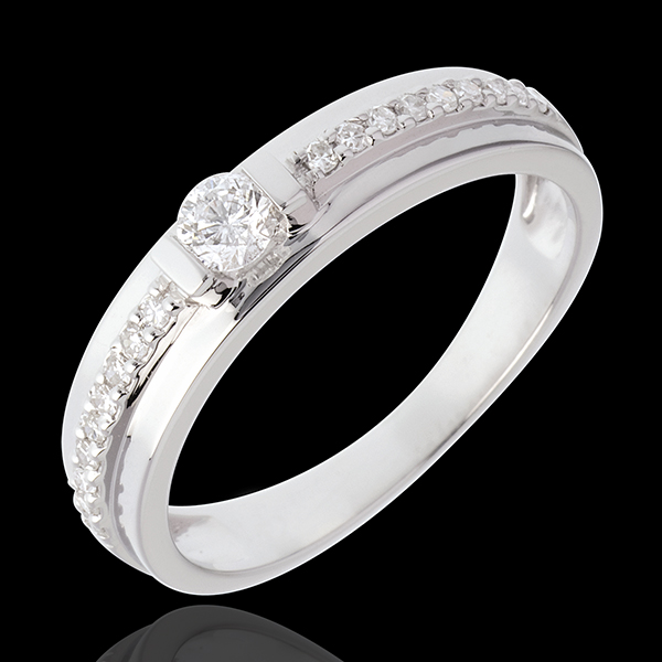 Pierścionek zaręczynowy Przeznaczenie z jednym diamentem - Eugenia - diament 0,26 karata - złoto białe 18-karatowe