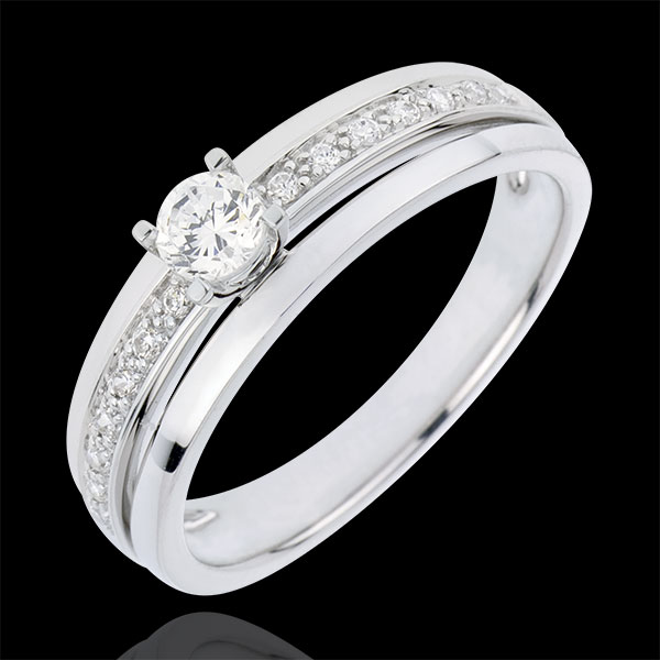 Pierścionek zaręczynowy Przeznaczenie z jednym diamentem - Moja Królowa - Mały model - złoto białe 18-karatowe - diament 0,20 ka