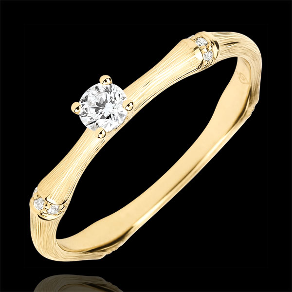 Pierścionek zaręczynowy Święta Dżungla - diament 0,09 karata - złoto żółte szczotkowane 18-karatowe