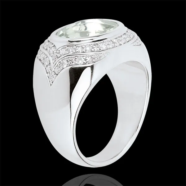 Inel Horus Ametist verde - Argint, diamante şi pietre fine