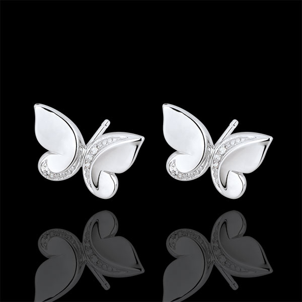 Cercei Plimbare Imaginară - Fluture Cascadă - aur alb de 18k şi diamante