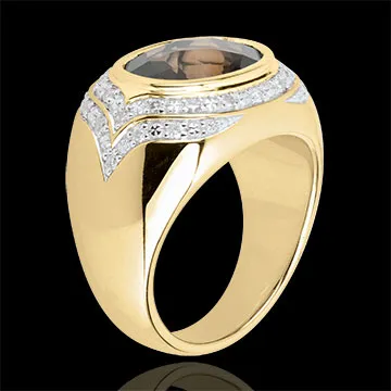 Inel Horus Quartz Fumuriu - Argint, diamante şi pietre fine