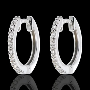 Kolczyki półkola z białego złota 9-karatowego wysadzane diamentami - 16 diamentów