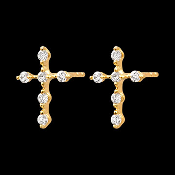 Kolczyki Krzyż – Złoto żółte 9 karat i diamenty syntetyczne