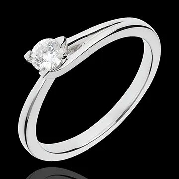 Pierścionek Brosza z białego złota 18-karatowego z jednym diamentem - 0,23 karata