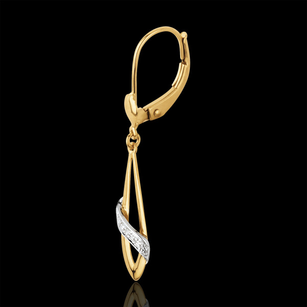 Poetic earrings - two golds - diamonds