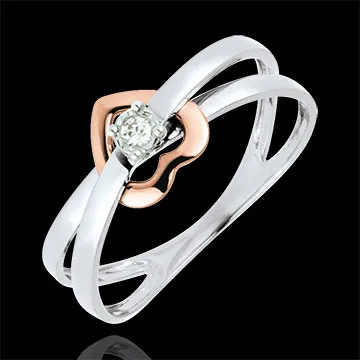 Bague Coeur Voltige or blanc et or rose 9 carats