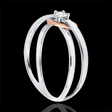 Bague Coeur Voltige or blanc et or rose 9 carats