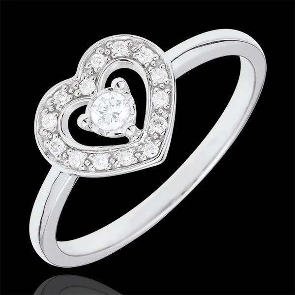 Bague Coeur Tiphanie - or blanc 9 carats
