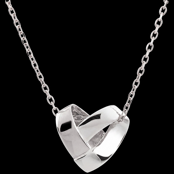 Collier Coeur Pliage - or blanc 18 carats