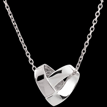 Collier Coeur Pliage - or blanc 18 carats