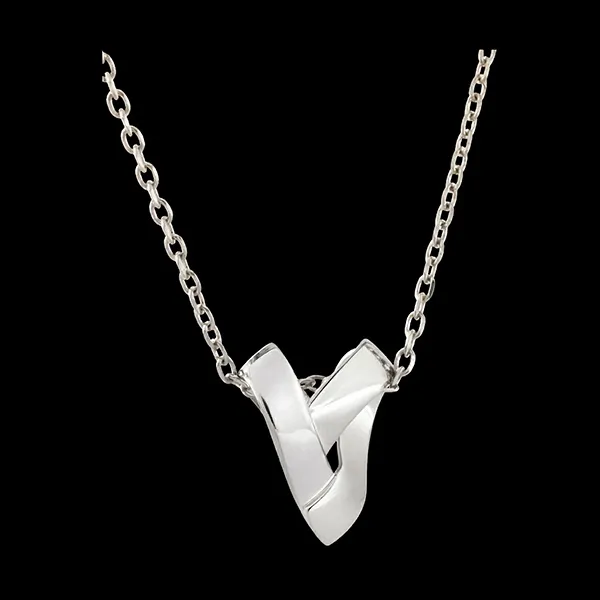 Collier Coeur Pliage - or blanc 9 carats