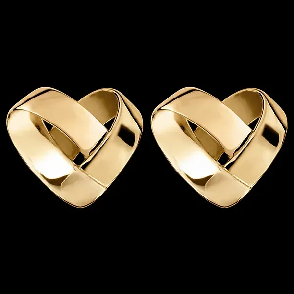 Boucles d'oreilles Puces Cœur Pliage Or Jaune 9 carats