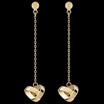 Boucles d'oreilles Pendantes Cœur Pliage Or Jaune 9 carats