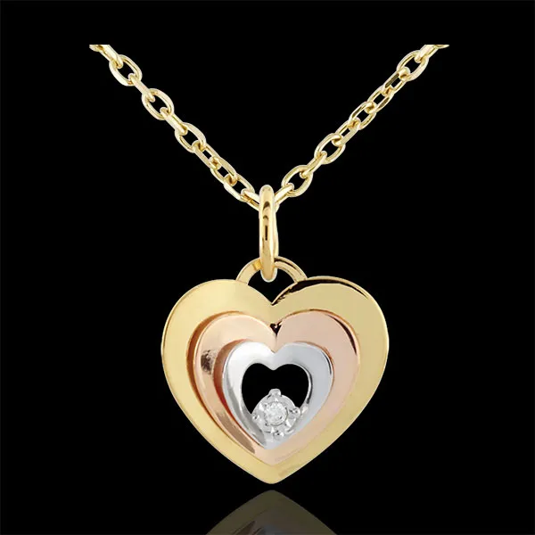 Pendentif coeur Boudoir - trois ors 9 carats