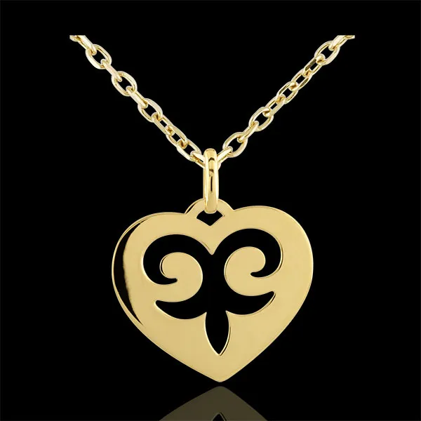 Pendentif Coeur Incantation - or jaune 9 carats