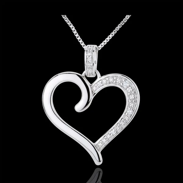Pendentif Coeur Amazone or blanc 9 carats
