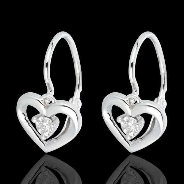 Boucles d'oreilles or blanc 18 carats Mon Amour - 2 diamants