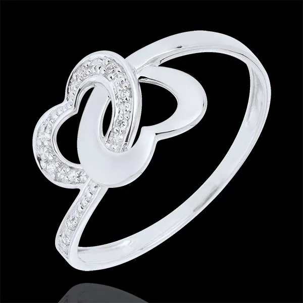 Bague Coeurs Liés or blanc 9 carats
