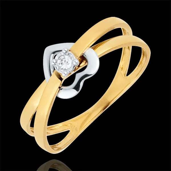 Bague Coeur Voltige - or blanc et or jaune 18 carats