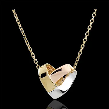 Necklace Folding Heart - 3 golds - 18 carat
