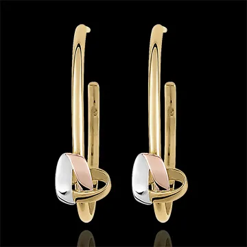 Boucles d'oreilles Créoles Cœur Pliage 3 ors 9 carats