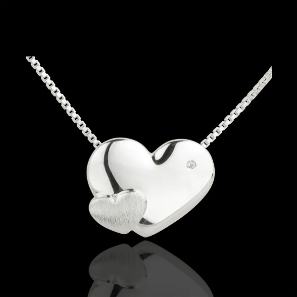 Collier Coeurs Douceur or blanc 9 carats
