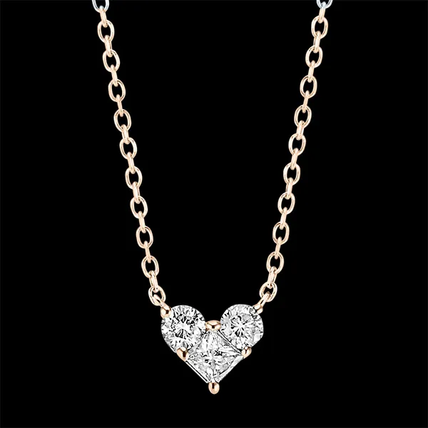 Collier Précieux Secret - Mini Lovely - or rose 9 carats et diamants 