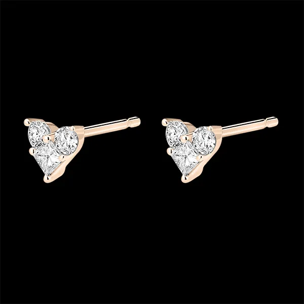 Boucles d'Oreilles Puces Précieux Secret - Lovely - or rose 18 carats et diamants