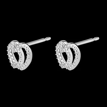 Secret Precious Chips Stud Earrings - Heart Accomplices - 9 karat white gold and diamonds