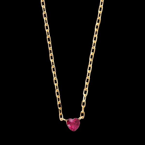 Collier Énora – Or jaune 9 carats avec rubis synthétique