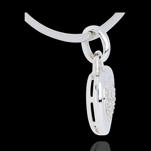 Pendentif coeur pavé or blanc 18 carats - 0.41 carat - 18 diamants