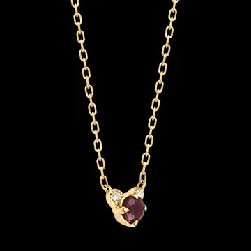 Collier Calista – Or jaune 9 carats, rubis et diamants synthétiques