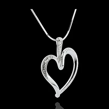 Pendentif Coeur or blanc 18 carats Arty - 10 diamants
