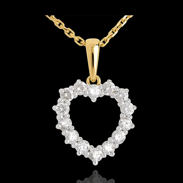 Laced heart pendant with diamonds - 0.9 carat - 14 diamonds