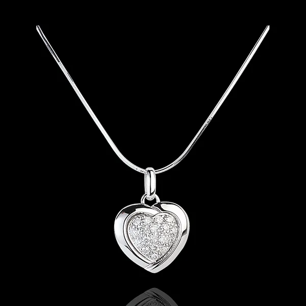 White Sweetheart Pendant - 18 Diamonds