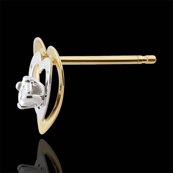 Boucles d'oreilles Coeurs Boudoir - deux ors - or blanc et or jaune 9 carats