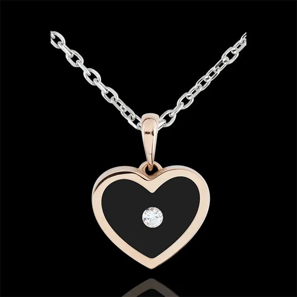 Pendentif Coeur Magique - or blanc et or rose 18 carats