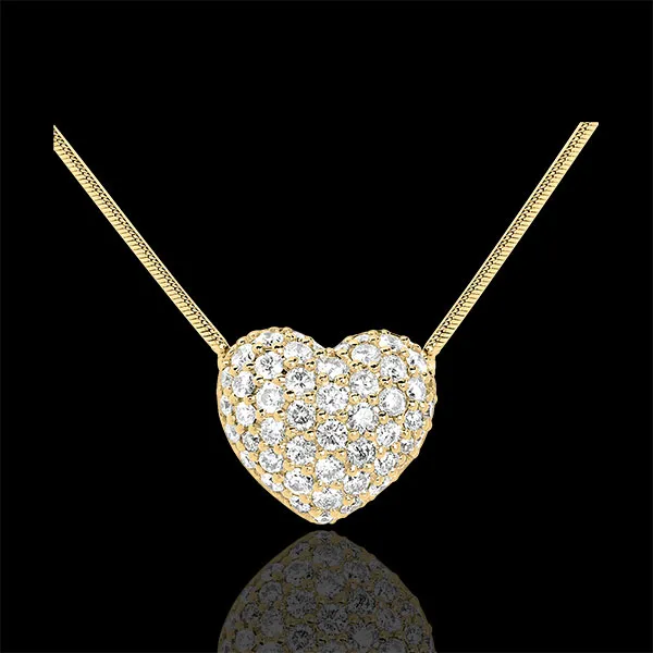 Collier coeur pavé or jaune 18 carats - 0.85 carats - 50 diamants