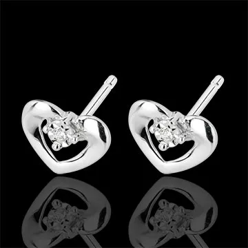 White Gold and Diamond Enchanted Heart Earrings