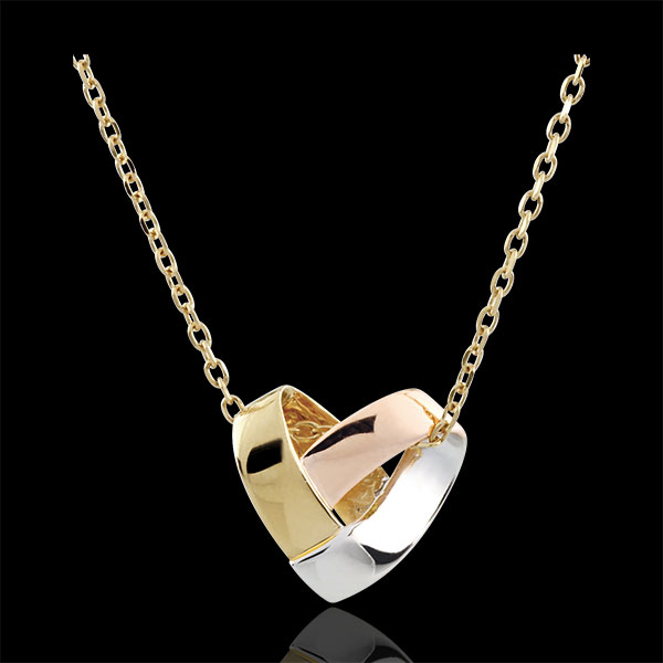 Necklace Folding Heart - 3 golds - 18 carat