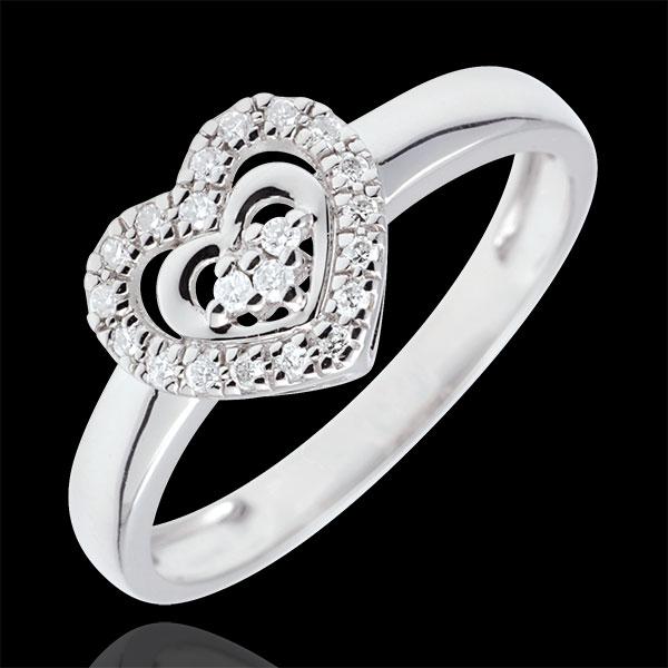 White Gold Paris Heart Ring