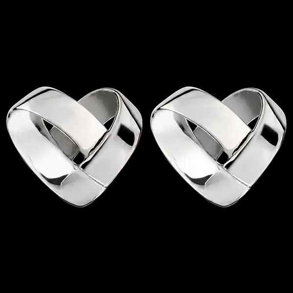 Folding Heart stud earrings – 9ct white gold