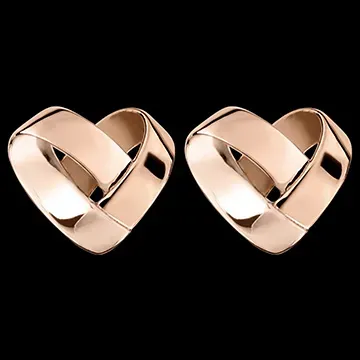 Folding Heart stud earrings – 18ct rose gold