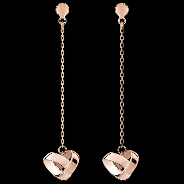 Folding Heart drop earrings – 9ct rose gold