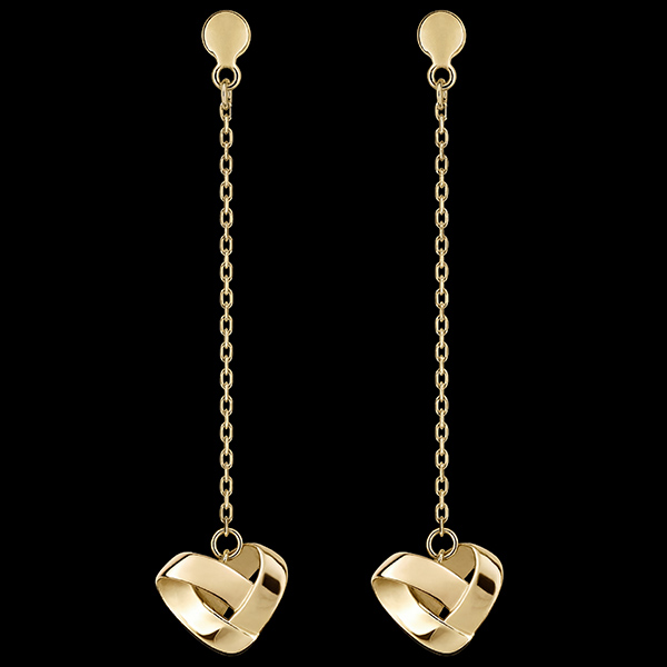Folding Heart drop earrings – 9ct yellow gold