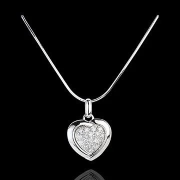 White Sweetheart Pendant - 18 Diamonds