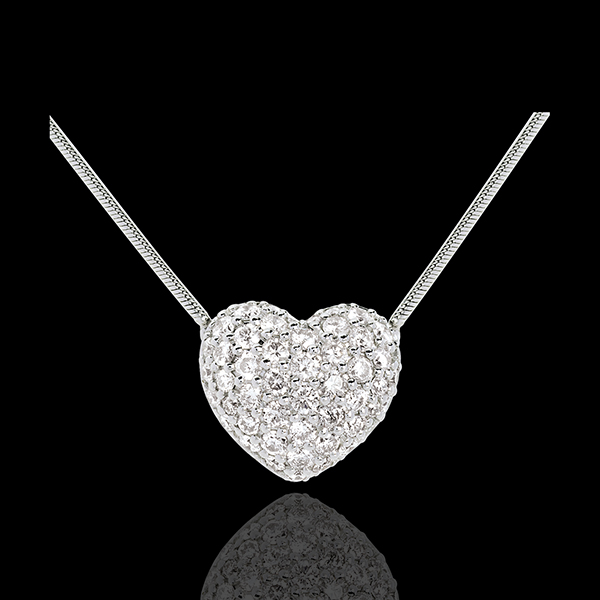 Heart necklace white gold - 0.85 carat - 50 diamonds