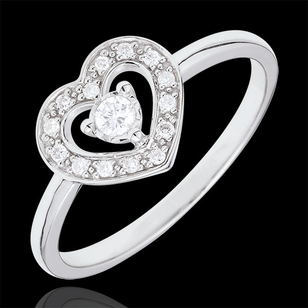 Anillo Corazón Stephanie - oro blanco 9 quilates