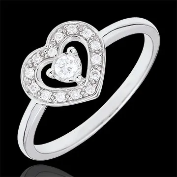 Anillo Corazón Stephanie - oro blanco 9 quilates
